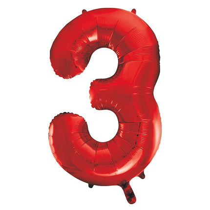 3 Jaar Cijfer Ballon Rood Leeg 86cm van Unique koop je bij Partywinkel