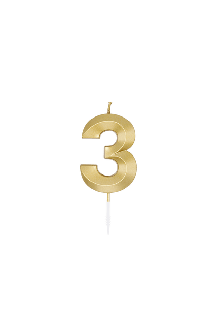3 Jaar Kaars Goud Metallic 6cm van WeFiesta koop je bij Partywinkel