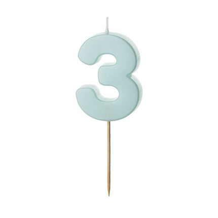 3 Jaar Kaars Lichtblauw 5,5cm - Partywinkel - 5904555038417