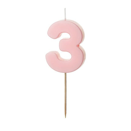 3 Jaar Kaars Lichtroze 5,5cm - Partywinkel - 5904555038813