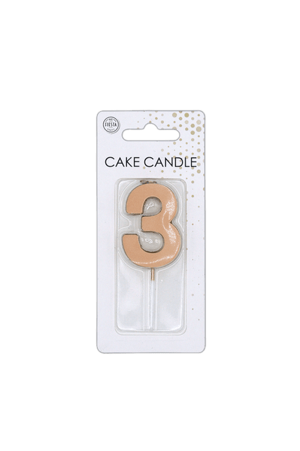 3 Jaar Kaars Rose Goud Metallic 4,5cm van WeFiesta koop je bij Partywinkel