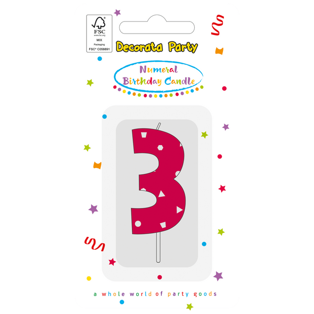 3 Jaar Kaars Roze van Procos koop je bij Partywinkel