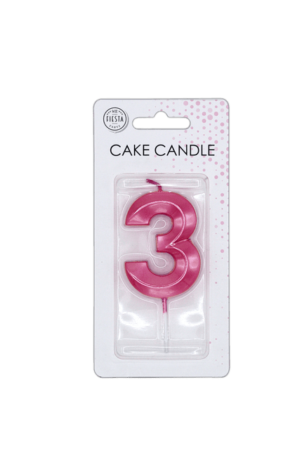 3 Jaar Kaars Roze Metallic 6cm van WeFiesta koop je bij Partywinkel