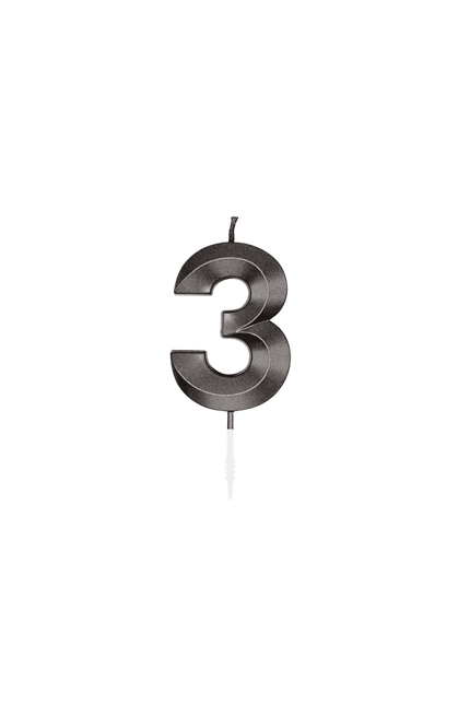 3 Jaar Kaars Zwart Metallic 6cm van WeFiesta koop je bij Partywinkel