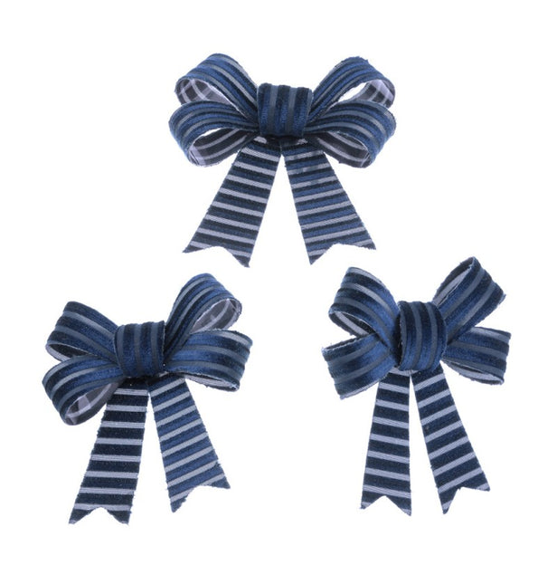 3 FIOCCHI IN VELLUTO A COSTE BLU NAVY 10 CM X 12,7 CM
