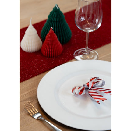 Fiocco rosso bianco a righe 11cm 3pz