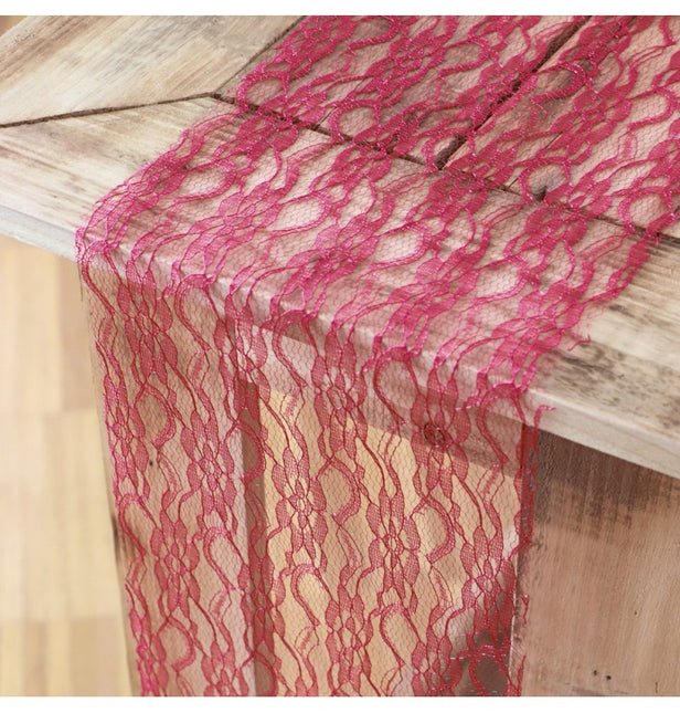 Runner da tavolo rosso in pizzo 3,1 m 3 pezzi