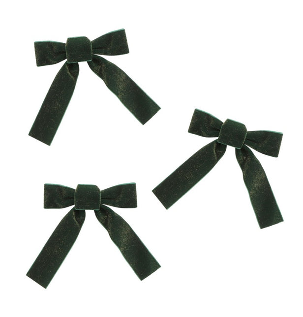 Velluto con fiocco verde scuro 16 cm 3 pezzi