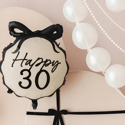 30 Jaar Helium Ballon Zwart Wit 53cm van Partydeco koop je bij Partywinkel