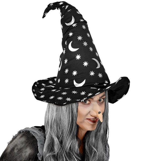 CAPPELLO DA STREGA/STREGONE CON LUNA E STELLE ADULTO
