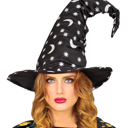 CAPPELLO DA STREGA/STREGONE CON LUNA E STELLE ADULTO