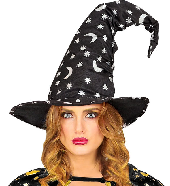 CAPPELLO DA STREGA/STREGONE CON LUNA E STELLE ADULTO