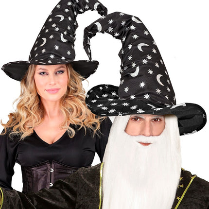 CAPPELLO DA STREGA/STREGONE CON LUNA E STELLE ADULTO