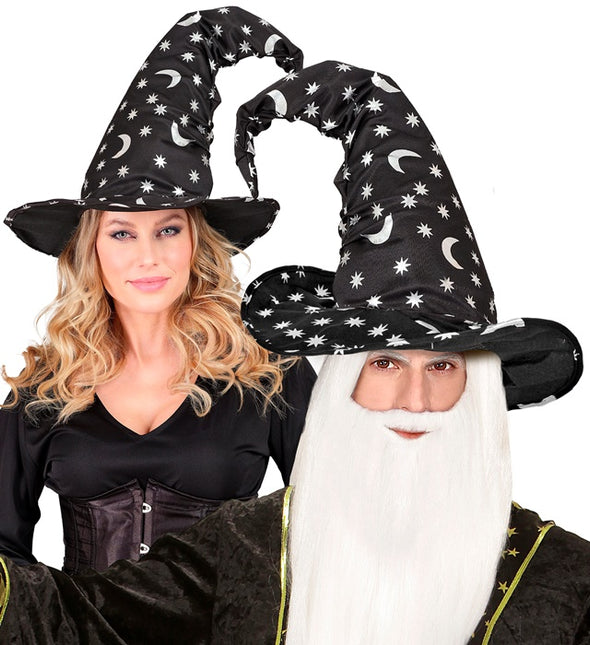 CAPPELLO DA STREGA/STREGONE CON LUNA E STELLE ADULTO