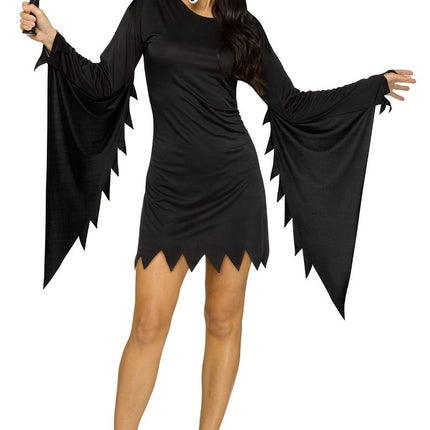 Costume Halloween Donna Nero Spirito Viso Invecchiato