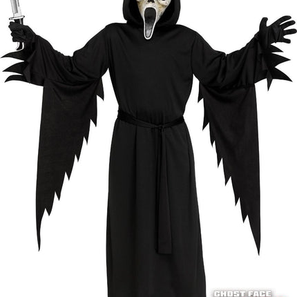 Costume Halloween bambino nero faccia da fantasma invecchiato