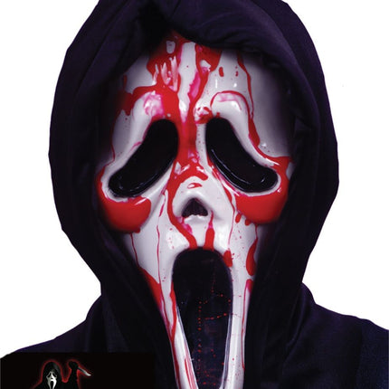 Maschera di Halloween bianca rossa con sangue finto