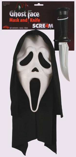 Maschera di Ghostface con coltello