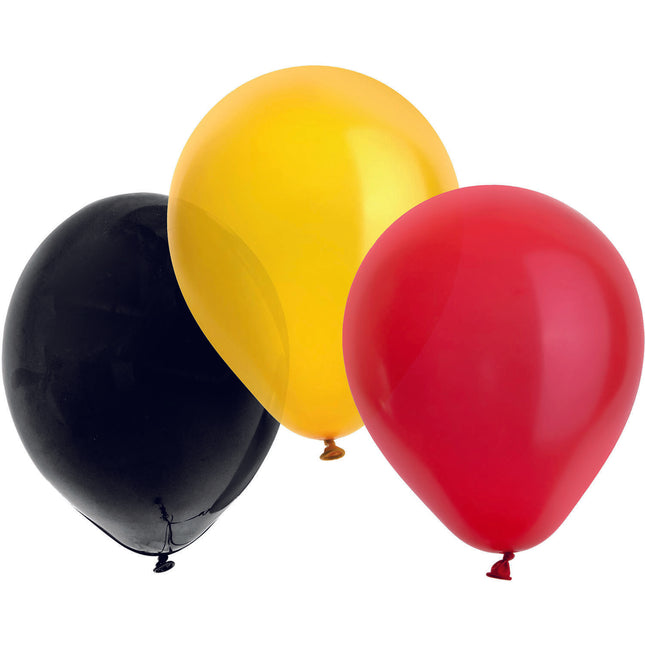 Palloncini Nero-Giallo-Rosso 23cm - 50 pezzi