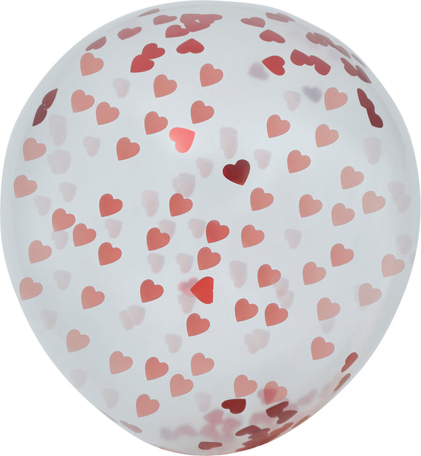 Sacchetto da 10 palloncini con coriandoli a forma di cuore