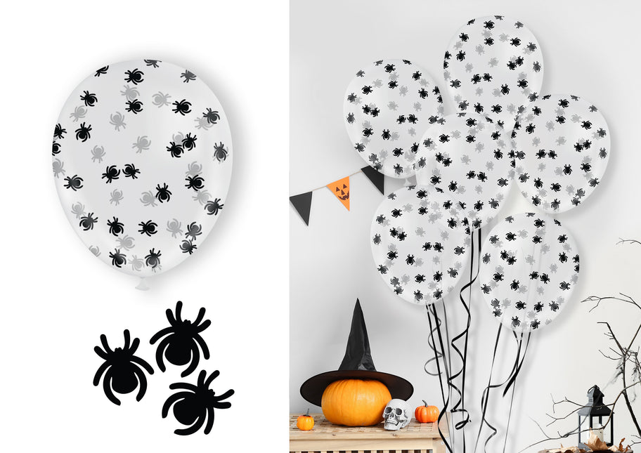 Palloncini a coriandoli di Halloween con ragni 10 pezzi