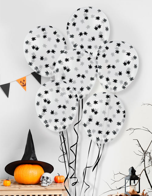 Palloncini a coriandoli di Halloween con ragni 10 pezzi