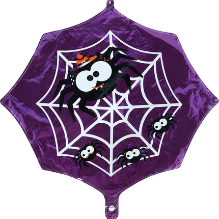 Palloncino ad elio per Halloween, viola, con ragnatela, vuoto, 60 cm