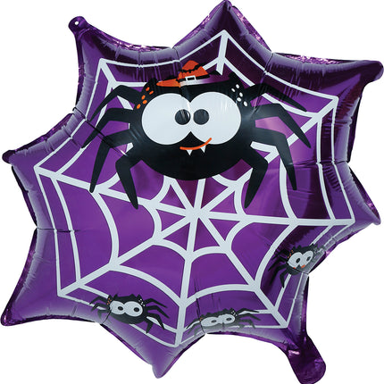 Palloncino ad elio per Halloween, viola, con ragnatela, vuoto, 60 cm