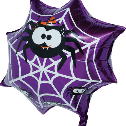 Palloncino ad elio per Halloween, viola, con ragnatela, vuoto, 60 cm