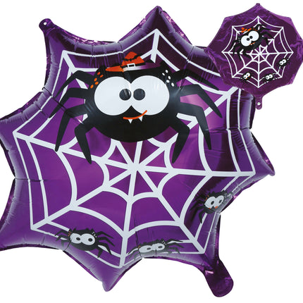 Palloncino ad elio per Halloween, viola, con ragnatela, vuoto, 60 cm
