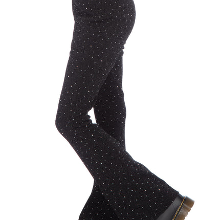 Pantaloni neri svasati con glitter