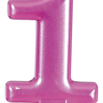 Candela rosa 1 anno metallizzata 8 cm