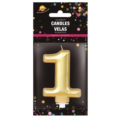 Candela d'oro 1 anno metallizzata da 8 cm