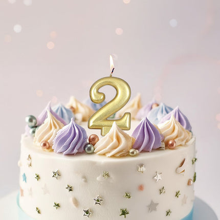 Candela oro 2 anni metallizzata 8 cm