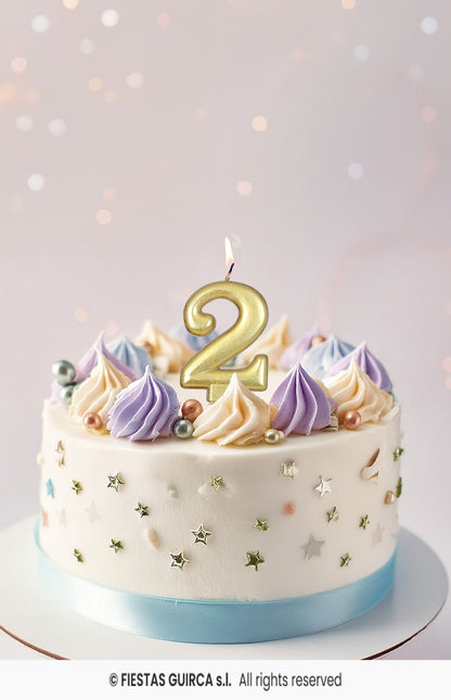 Candela oro 2 anni metallizzata 8 cm
