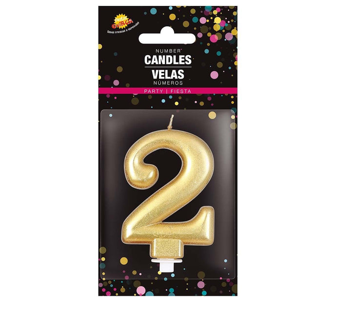 Candela oro 2 anni metallizzata 8 cm