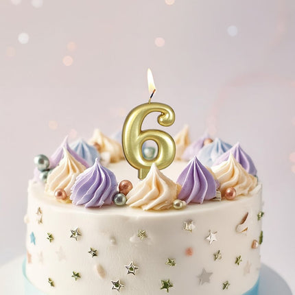 Candela oro 6 anni metallizzata 8 cm