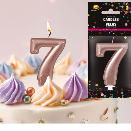 Candela oro rosa 7 anni 8 cm