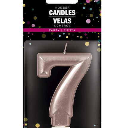 Candela oro rosa 7 anni 8 cm