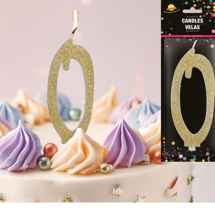 Candela dorata 0 Year Glitter 12,5 cm