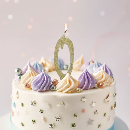 Candela dorata 0 Year Glitter 12,5 cm