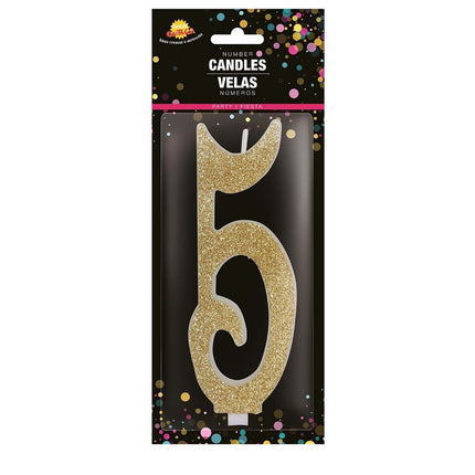 Candela dorata 5 anni Glitter 12,5 cm