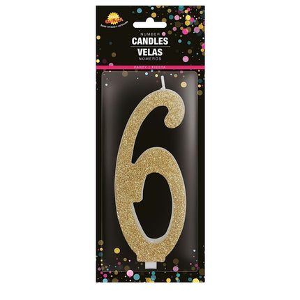 Candela dorata 6 anni Glitter 12,5 cm