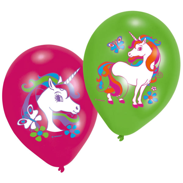 Palloncini Unicorno Verde Rosa 27,5 cm 6 pezzi