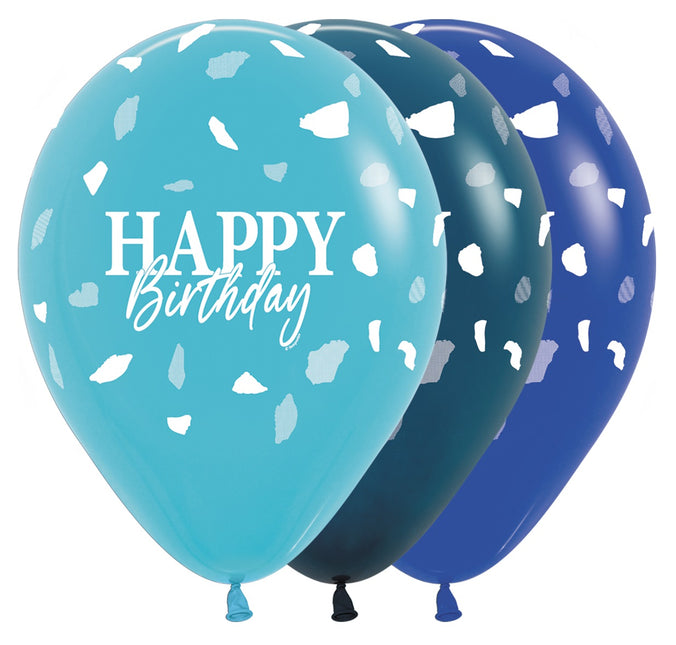 Palloncini di buon compleanno blu 30cm 25pz