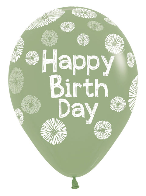 Palloncini Buon Compleanno Verde 30cm 25pz