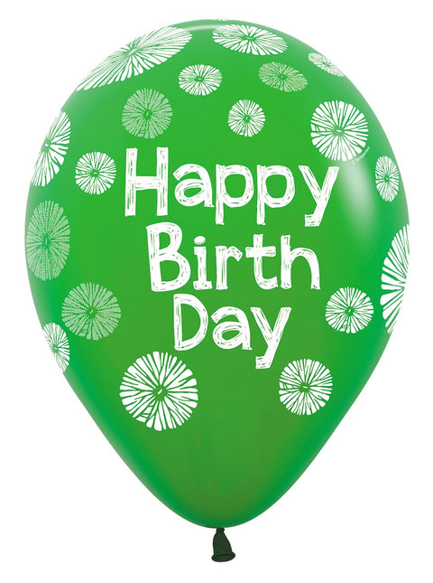 Palloncini Buon Compleanno Verde 30cm 25pz