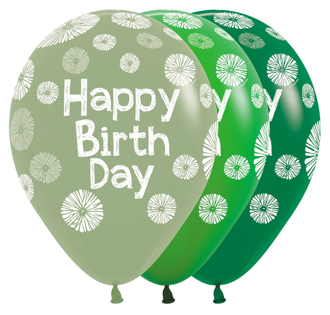 Palloncini Buon Compleanno Verde 30cm 25pz