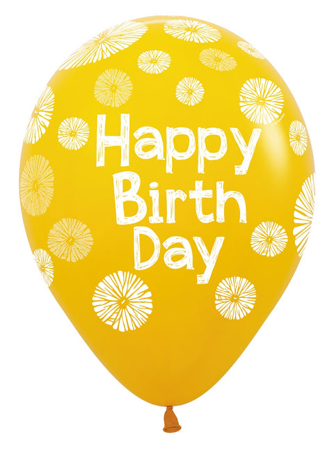 Palloncini di Buon Compleanno Fiori 30cm 25pz