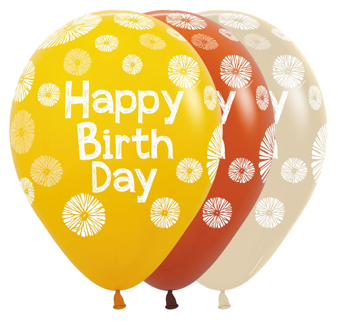 Palloncini di Buon Compleanno Fiori 30cm 25pz